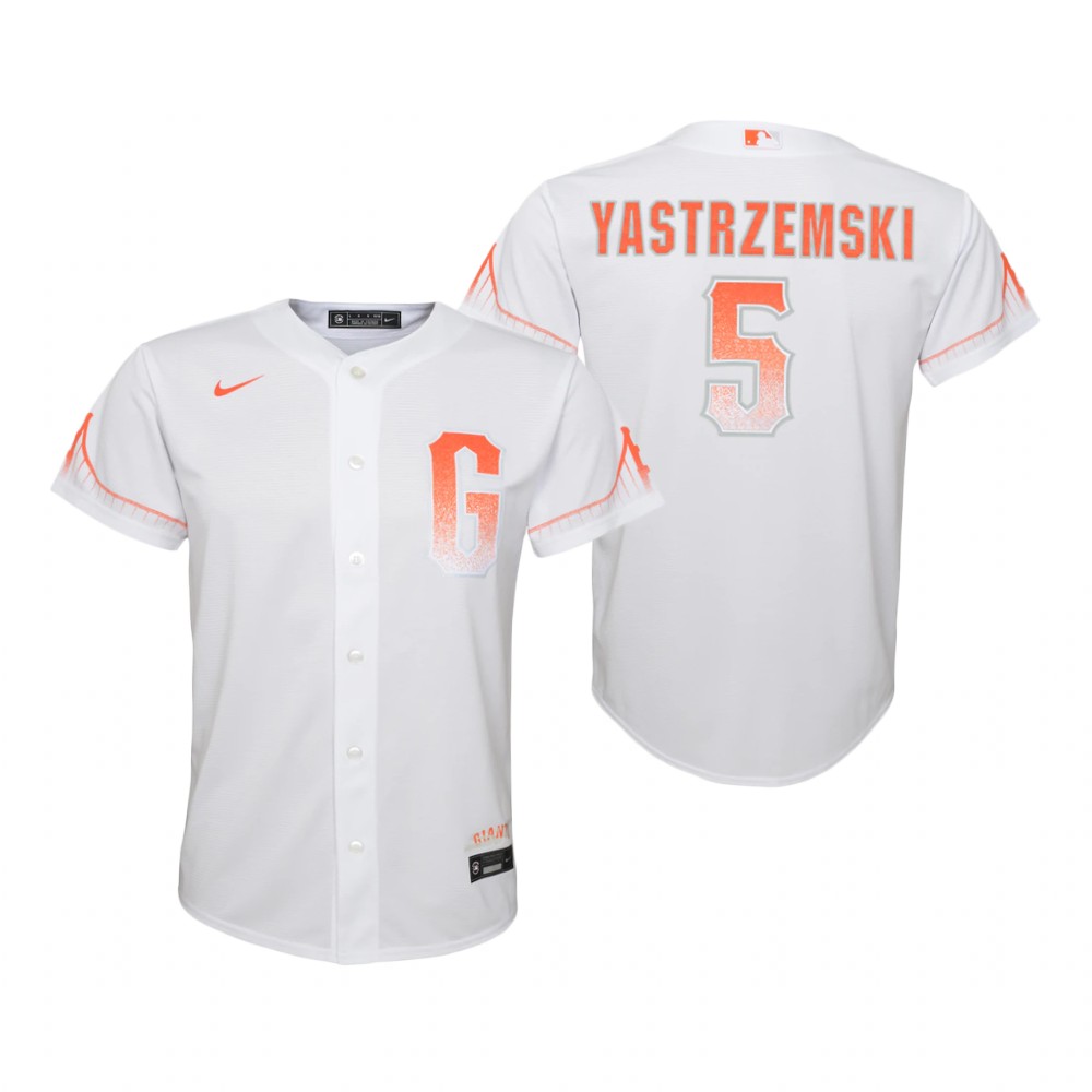 Youth San Francisco Giants #5 Mike Yastrzemsk Nike White 2021 San Francisco City Connect Jersey