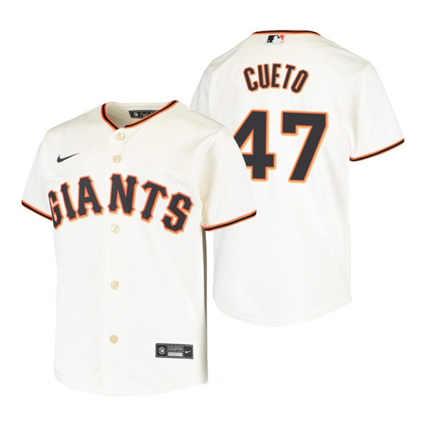Youth San Francisco Giants #47 Johnny Cueto Nike Cream Home Jersey