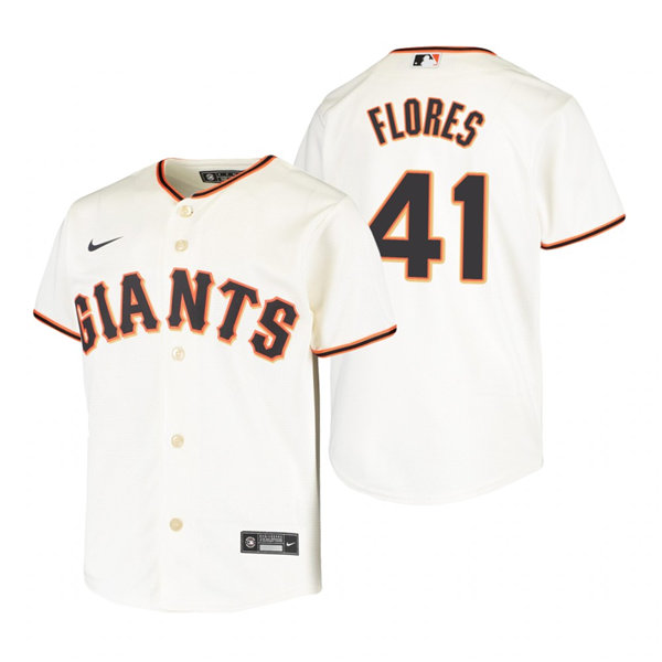 Youth San Francisco Giants #41 Wilmer Flores Nike Cream Home Jersey