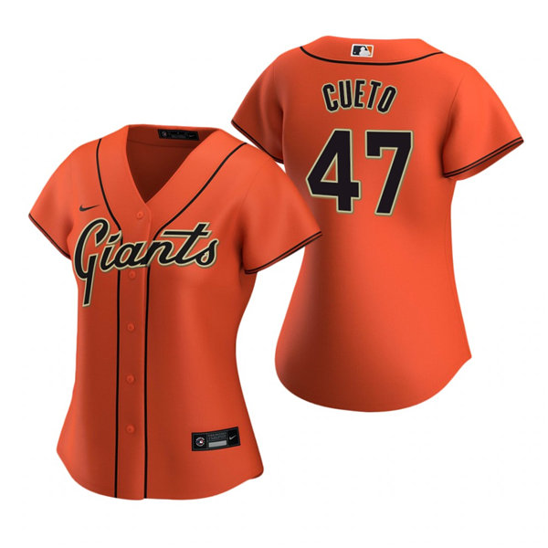 Womens San Francisco Giants #47 Johnny Cueto Nike Orange Alternate Jersey