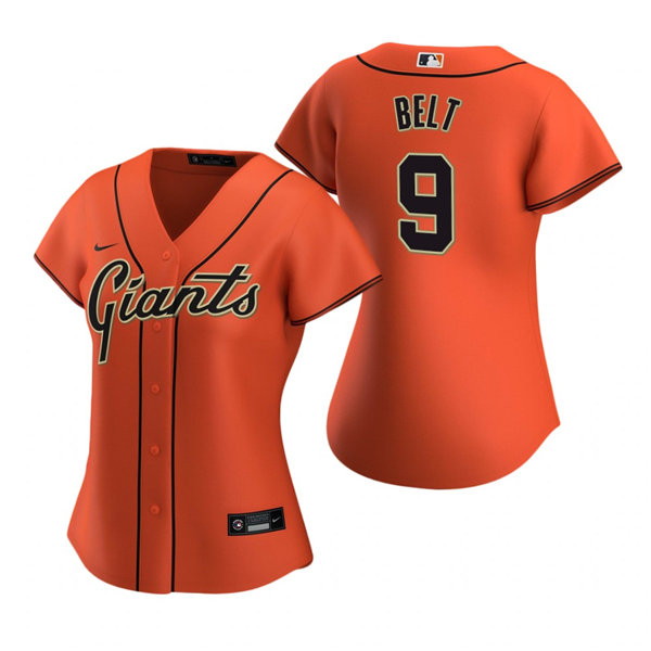 Womens San Francisco Giants #9 Brandon Belt Nike Orange Alternate Jersey