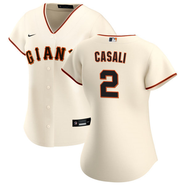 Womens San Francisco Giants #2 Curt Casali Nike Cream Home CoolBase Jersey