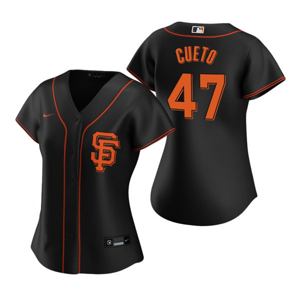 Womens San Francisco Giants #47 Johnny Cueto Nike Black Alternate Jersey