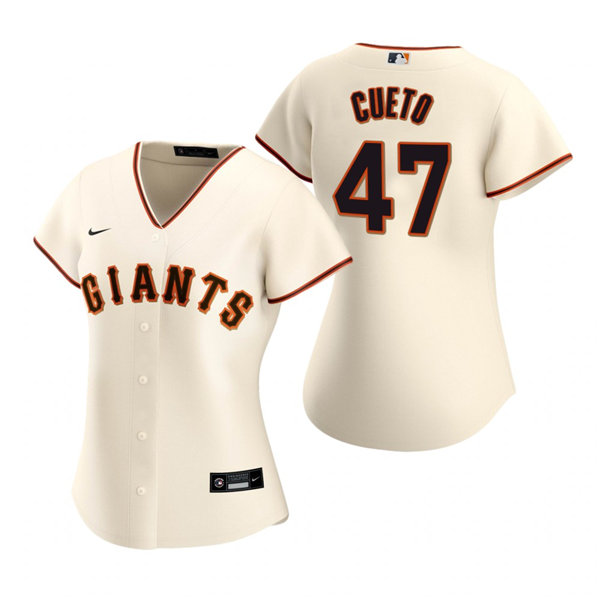 Womens San Francisco Giants #47 Johnny Cueto Nike Cream Home Jersey