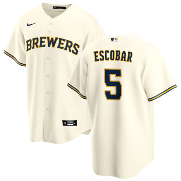 Youth Milwaukee Brewers #5 Eduardo Escobar Nike Cream Home Jersey