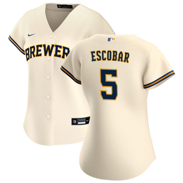 Womens Milwaukee Brewers #5 Eduardo Escobar Nike Cream Home Jersey Womens Milwaukee Brewers #5 Eduardo Escobar Nike Cream Home Jersey