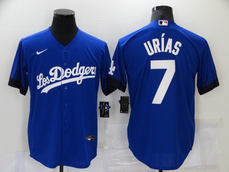 Men's Los Angeles Dodgers #7 Julio Urias Blue 2021 City Connect Cool Base Stitched Jersey