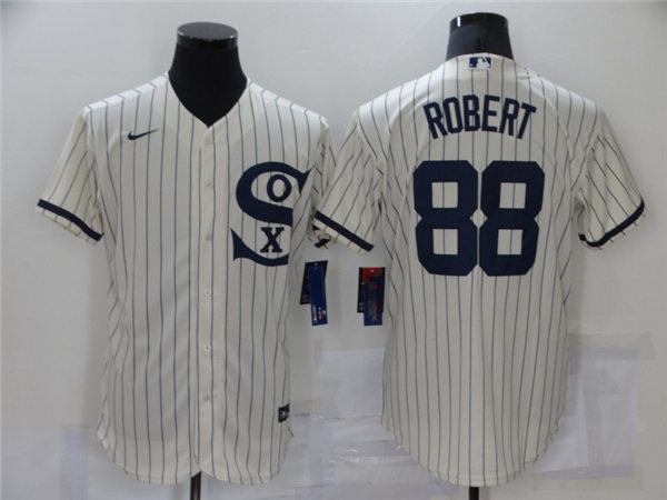 Mens Chicago White Sox #88 Luis Robert Nike White Pinstripe with Name 2021 Field of Dreams Baseball Jersey