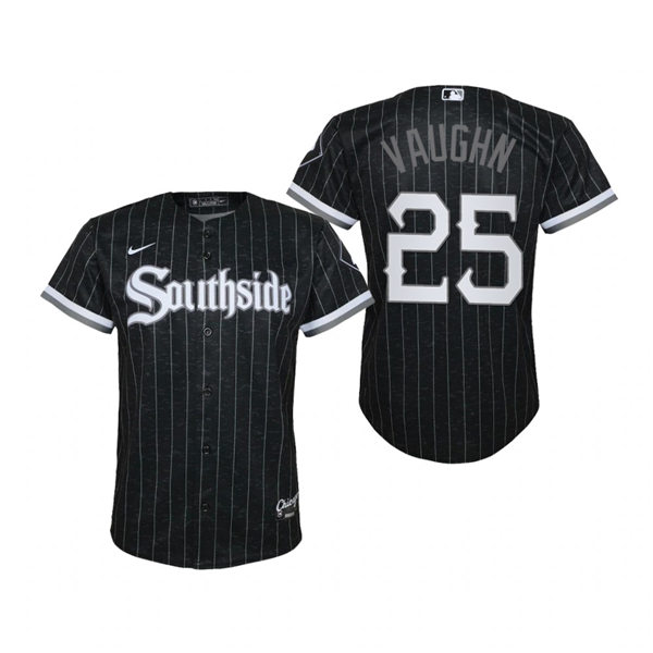 Youth Chicago White Sox #25 Andrew Vaughn Nike Black 2021 City Connect Jersey Youth Chicago White Sox #25 Andrew Vaughn Nike Black 2021 City Connect Jersey