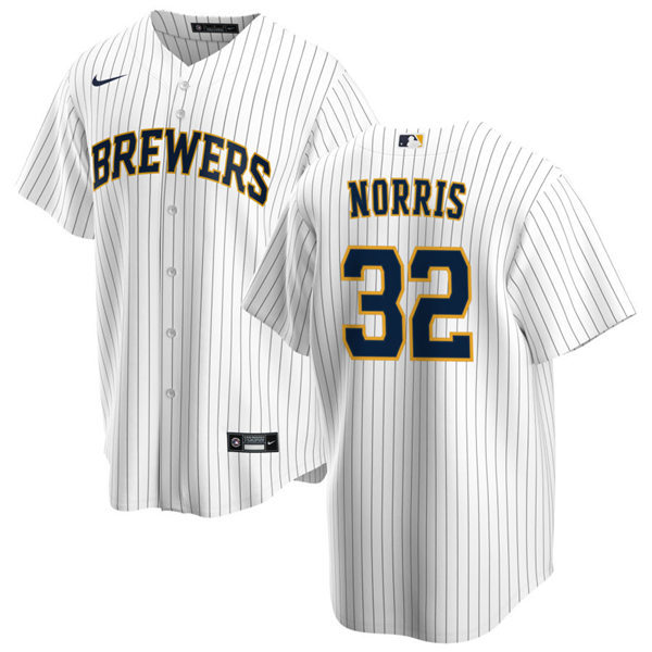 Youth Milwaukee Brewers #32 Daniel Norris Nike White Pinstripe Alternate Jersey