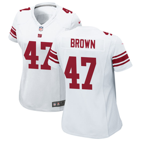 Womens New York Giants #47 Cam Brown Nike White Limited Player Jersey