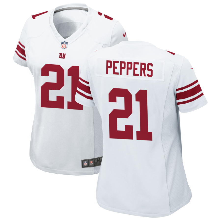 Womens New York Giants #21 Jabrill Peppers Nike White Limited Player Jersey