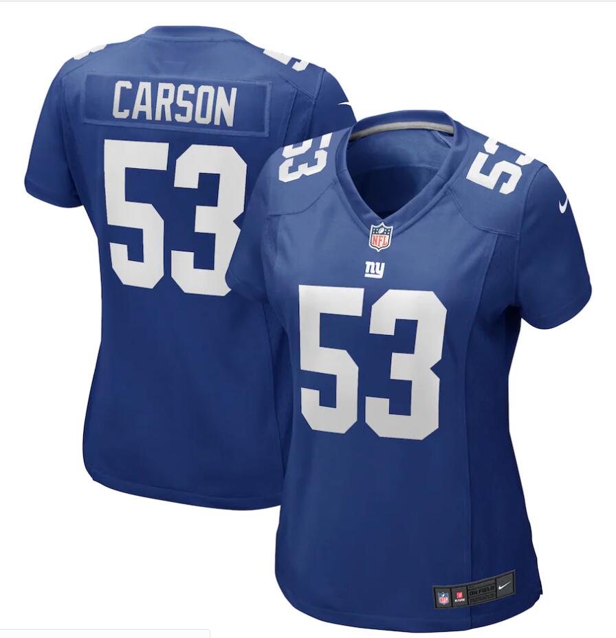 Womens New York Giants Retired Player #53 Harry Carson Nike Royal Limited Player Jersey