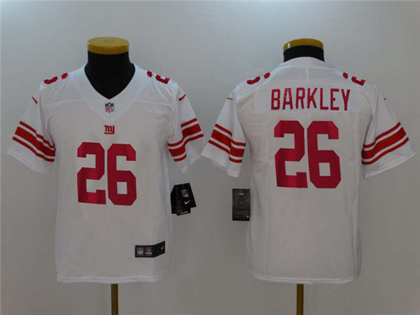 Youth New York Giants #26 Saquon Barkley Nike White Limited Jersey