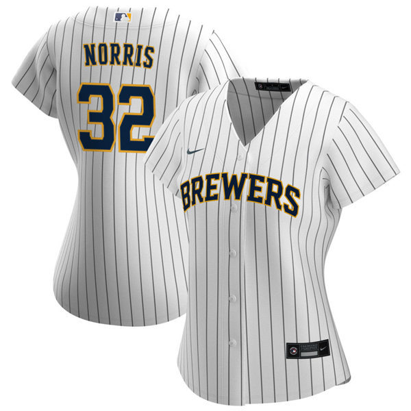 Womens Milwaukee Brewers #32 Daniel Norris Nike White Pinstripe Alternate Jersey