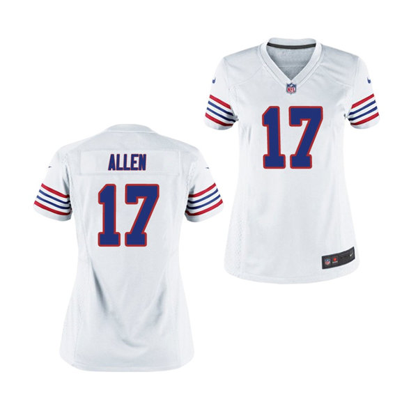 Womens Buffalo Bills #17 Josh Allen Nike White Alternate Retro Vapor Limited Jersey