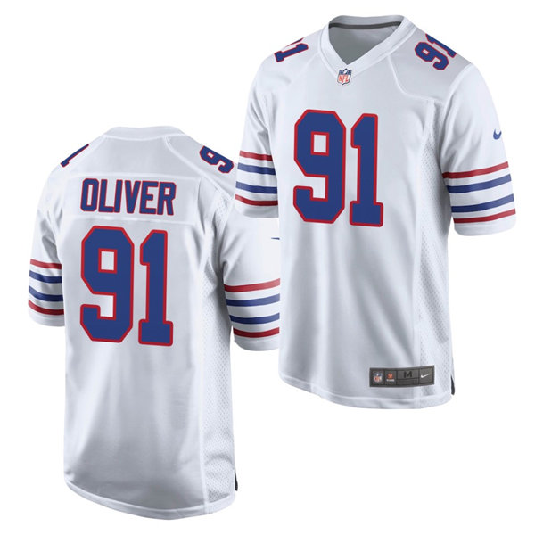 Mens Buffalo Bills #91 Ed Oliver Nike White Alternate Retro Vapor Limited Jersey Mens Buffalo Bills #91 Ed Oliver Nike White Alternate Retro Vapor Limited Jersey