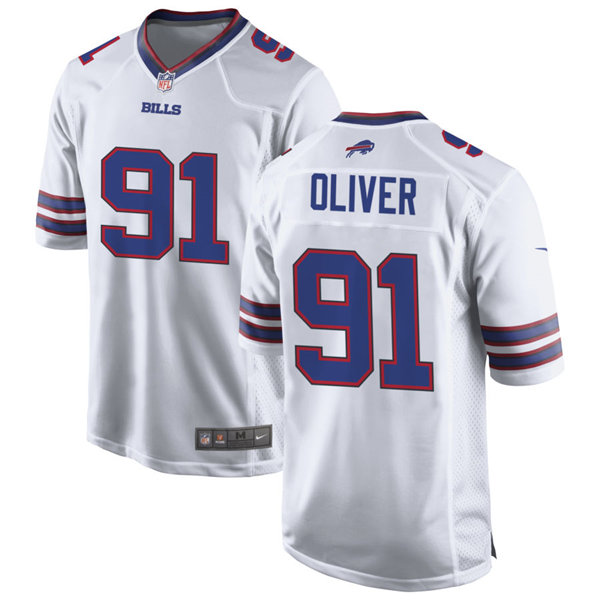 Mens Buffalo Bills #91 Ed Oliver Nike White Vapor Limited Jersey