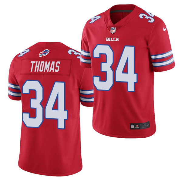 Mens Buffalo Bills Retired Player #34 Thurman Thomas Nike Red Color Rush Vapor Limited Player Jersey