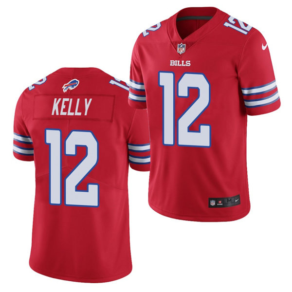 Mens Buffalo Bills Retired Player #12 Jim Kelly Nike Red Color Rush Vapor Limited Player Jersey Mens Buffalo Bills Retired Player #12 Jim Kelly Nike Red Color Rush Vapor Limited Player Jersey