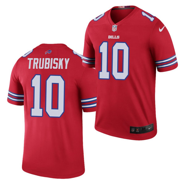 Mens Buffalo Bills #10 Mitchell Trubisky Nike Red Color Rush Vapor Limited Player Jersey