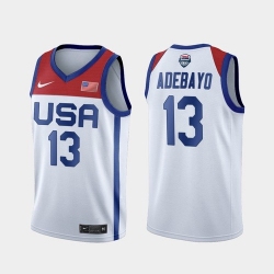 Men's USA Team Bam Adebayo Home White 2021 Tokyo Olympics Jersey