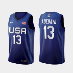 Men's USA Team Bam Adebayo Away Blue 2021 Tokyo Olympics Jersey