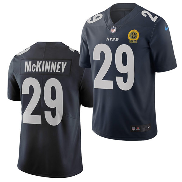 Mens New York Giants #29 Xavier McKinney Nike Navy New York City Edition Vapor Limited Jersey
