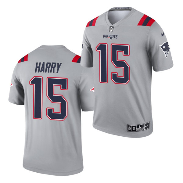 Mens New England Patriots #15 N'Keal Harry Nike 2021 Gray Inverted Legend Jersey
