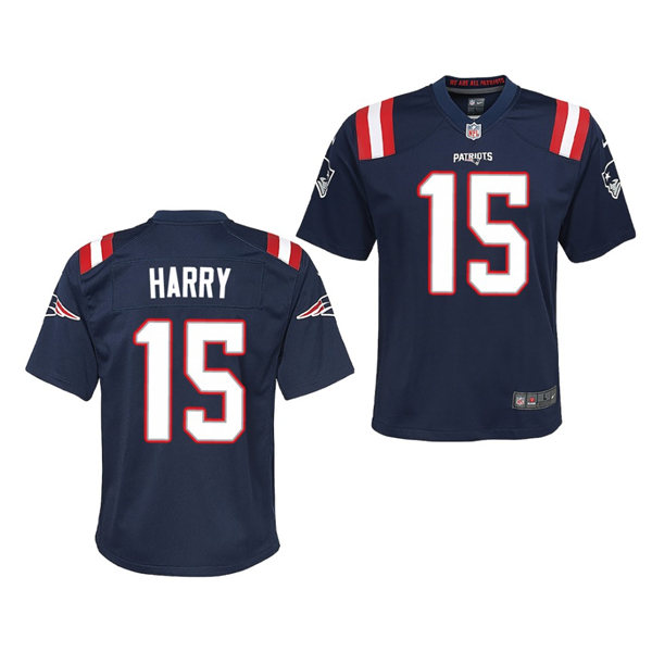 Youth New England Patriots #15 N'Keal Harry Nike Navy Color Rush Vapor Limited Jersey