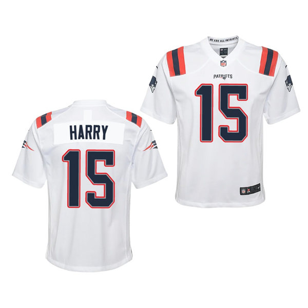 Youth New England Patriots #15 N'Keal Harry Nike White Vapor Limited Jersey