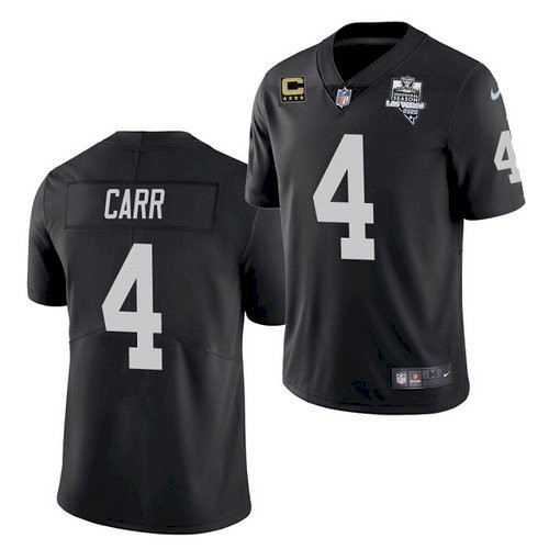 Men's Oakland Raiders #4 Derek Carr 2020 Inaugural Season Black C Patch Jersey
