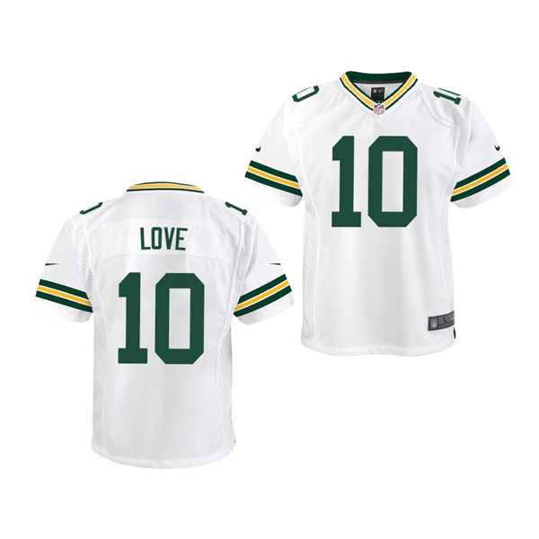 Youth Green Bay Packers #10 Jordan Love Nike White Vapor Limited Player Jersey