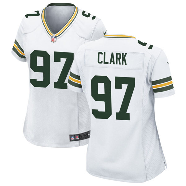 Womens Green Bay Packers #97 Kenny Clark Nike White Vapor Limited Player Jersey