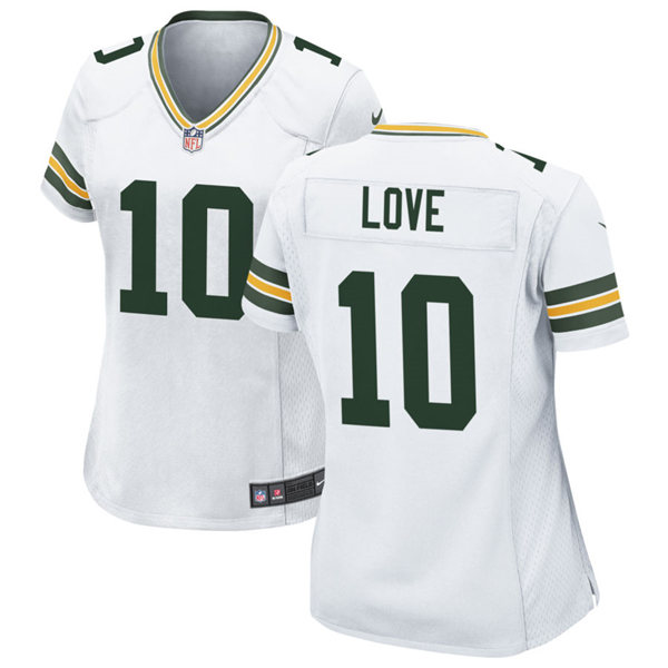 Womens Green Bay Packers #10 Jordan Love Nike White Vapor Limited Player Jersey