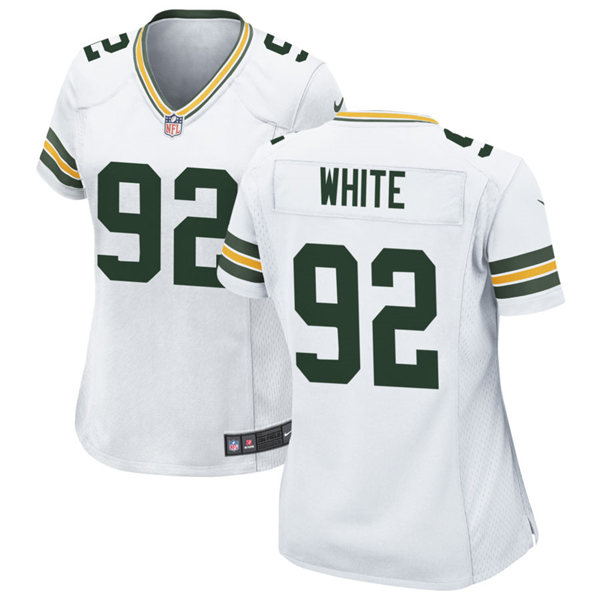 Womens Green Bay Packers Retired Player #92 Reggie White Nike White Vapor Limited Jersey