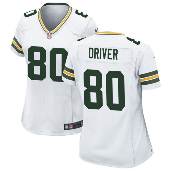 Womens Green Bay Packers Retired Player #80 Donald Driver Nike White Vapor Limited Jersey