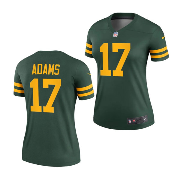 Womens Green Bay Packers #17 Davante Adams Nike 2021 Green Alternate Retro 1950s Throwback Jersey