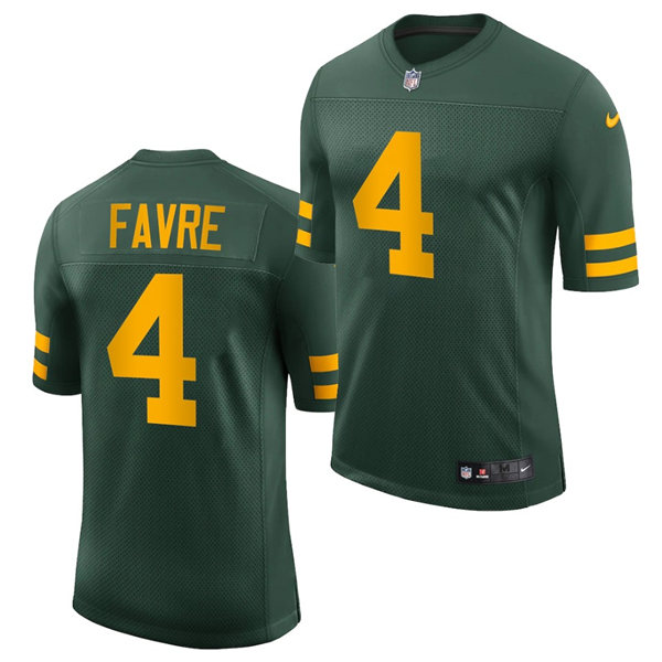 Mens Green Bay Packers Retired Player #4 Brett Favre Nike 2021 Green Alternate Retro 1950s Throwback Uniforms Jersey