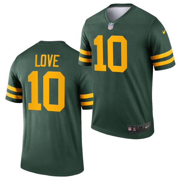 Mens Green Bay Packers #10 Jordan Love Nike 2021 Green Alternate Retro 1950s Throwback Uniforms Jersey