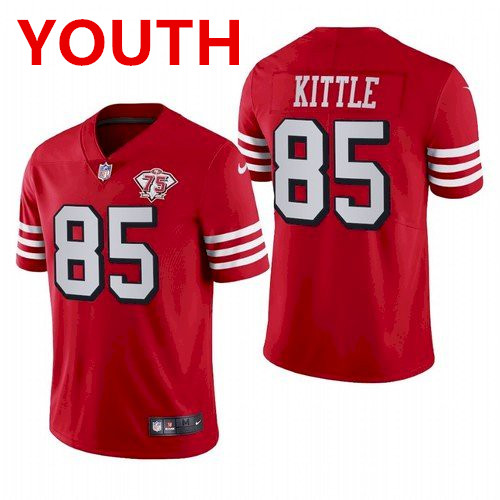 Youth San Francisco 49ers #85 george kittle 75th anniversary red throwback jersey