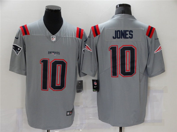 Mens New England Patriots #10 Mac Jones Nike 2021 Gray Inverted Legend Jersey