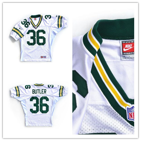 Mens Green Bay Packers Retired Player #36 LeRoy Butler Nike White Vapor Limited Jersey