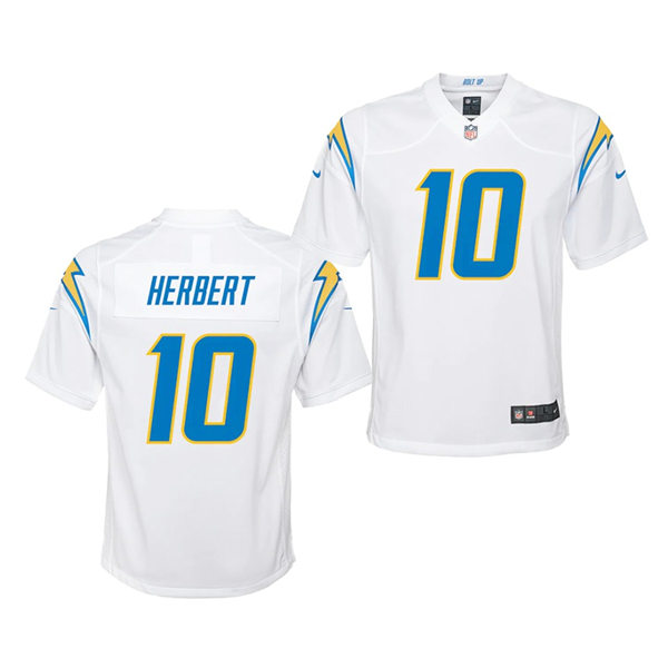 Youth Los Angeles Chargers #10 Justin Herbert Nike White Stitched Limited Jersey Youth Los Angeles Chargers #10 Justin Herbert Nike White Stitched Limited Jersey