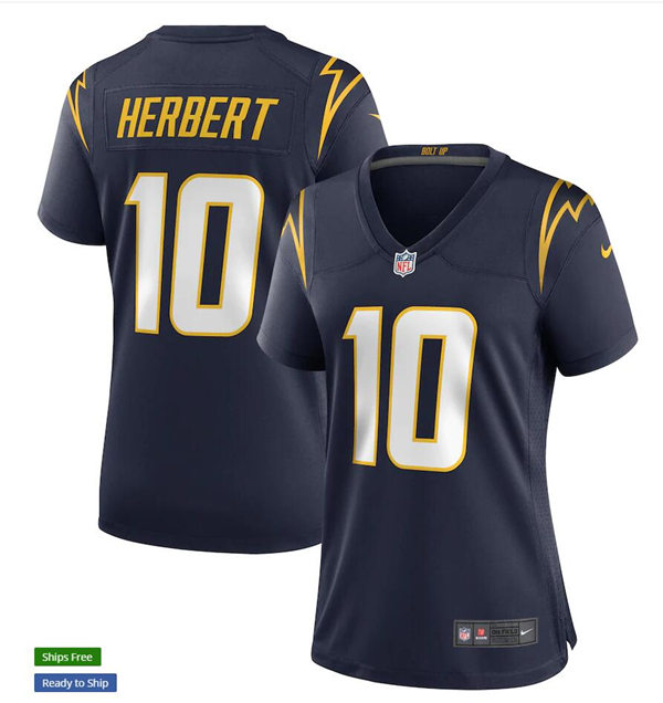 Womens Los Angeles Chargers #10 Justin Herbert Nike Navy Alternate Limited Jersey