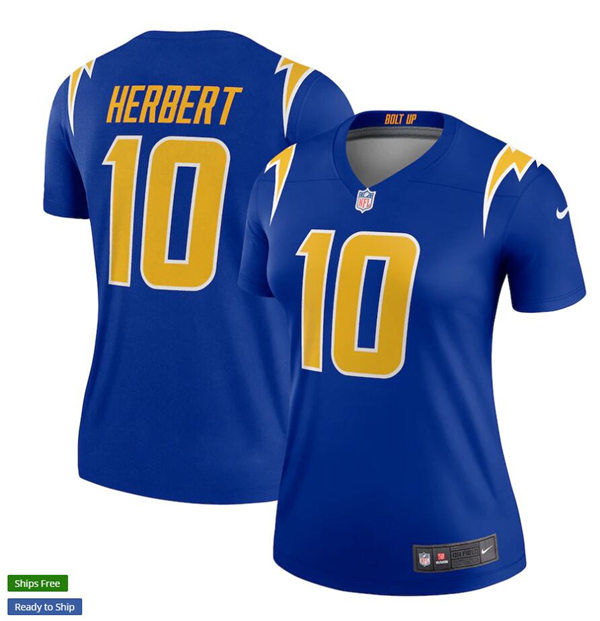 Womens Los Angeles Chargers #10 Justin Herbert Nike Royal Gold 2nd Alternate Limited Jersey