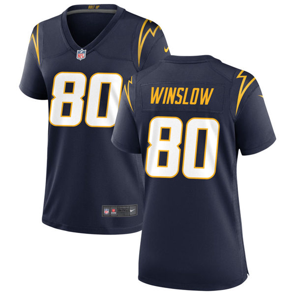 Womens Los Angeles Chargers Retired Player #80 Kellen Winslow Stitched Nike Navy Jersey