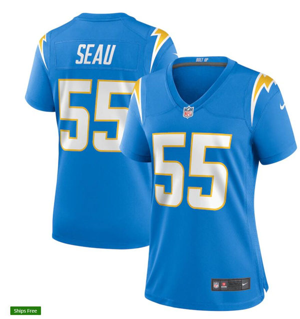 Womens Los Angeles Chargers Retired Player #55 Junior Seau Stitched Nike Powder Blue Jersey