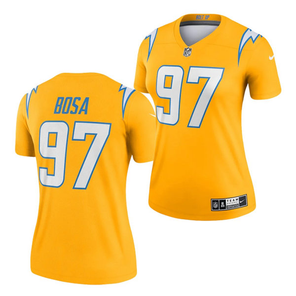 Womens Los Angeles Chargers #97 Joey Bosa Los Angeles Chargers Gold 2021 Inverted Legend Jersey