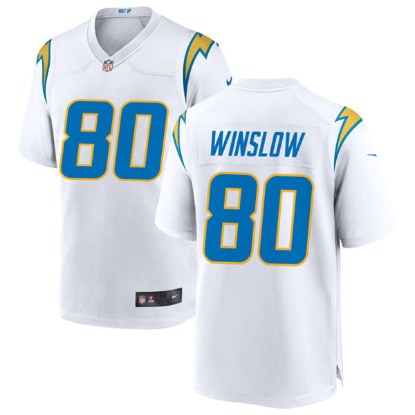 Mens Los Angeles Chargers Retired Player #80 Kellen Winslow Nike White Vapor Limited Jersey